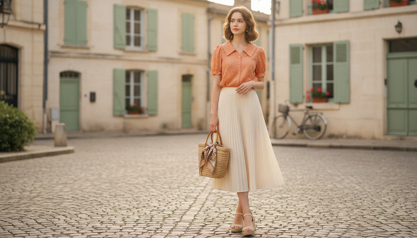 Apricot Lace Blouse, French-Inspired Polish for Any Day