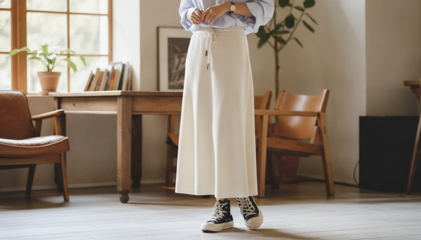 Retro Ribbed Knit Half Skirt: Fit, Styling & Care