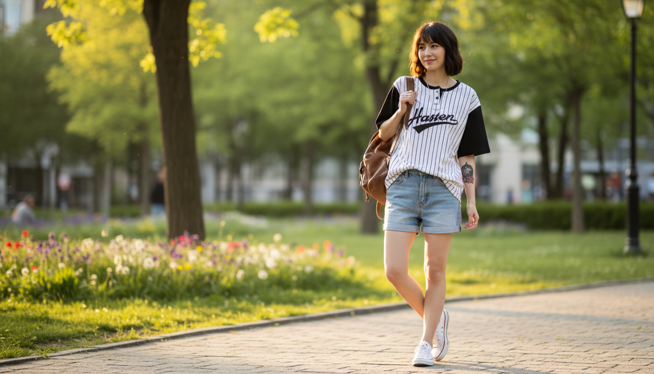 Women’s Striped Baseball Tee: Easy Sporty Outfit Ideas